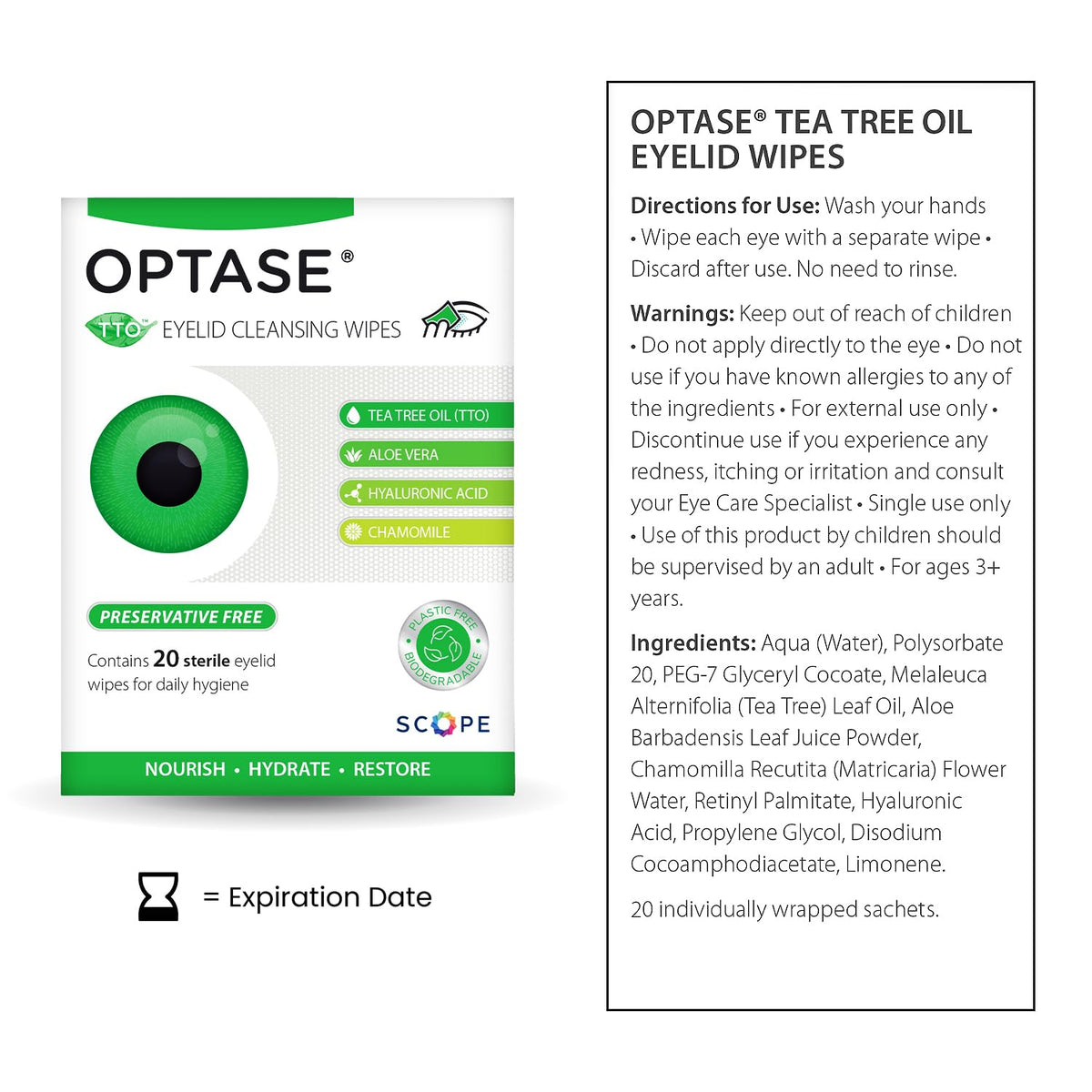 Optase Eyelid Cleansing Wipes single-use wipe close-up