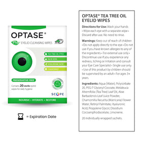 Optase Eyelid Cleansing Wipes single-use wipe close-up