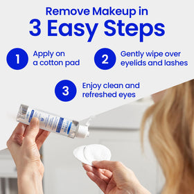 Optase Life Sensitive Eye Makeup Remover 100 ml on a vanity