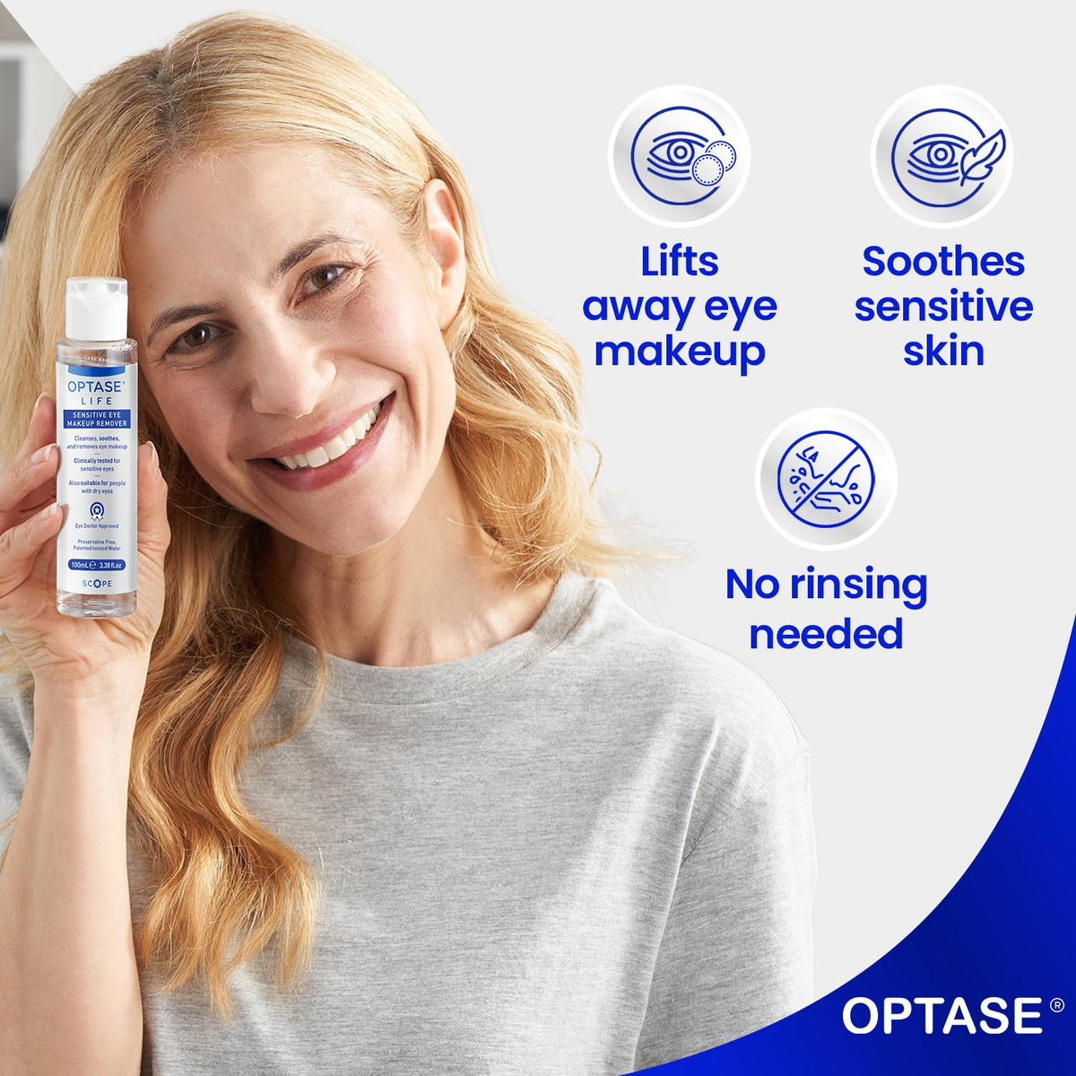 Optase Life Sensitive Eye Makeup Remover 100 ml side view