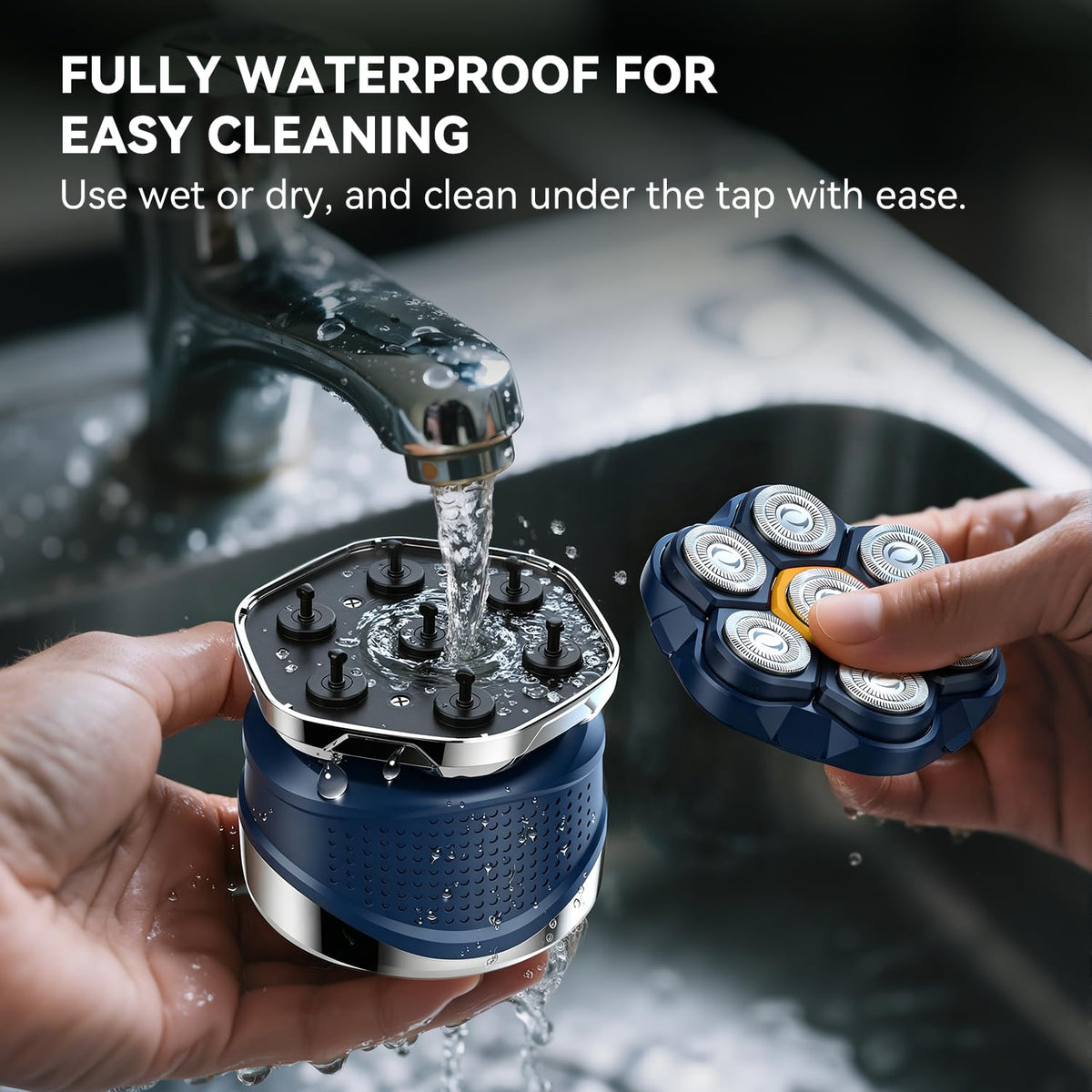 Ordele Men's Electric Rotary Shaver in use under running water