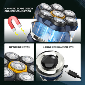 Ordele Men's Electric Rotary Shaver showing magnetic head system