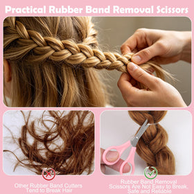 Organized clear hair elastics in plastic box