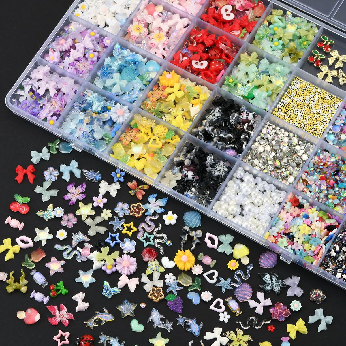 Organized compartments of OPMADM nail art accessories