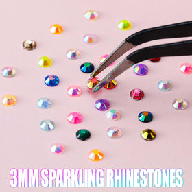Organized storage of rhinestones in a clear box