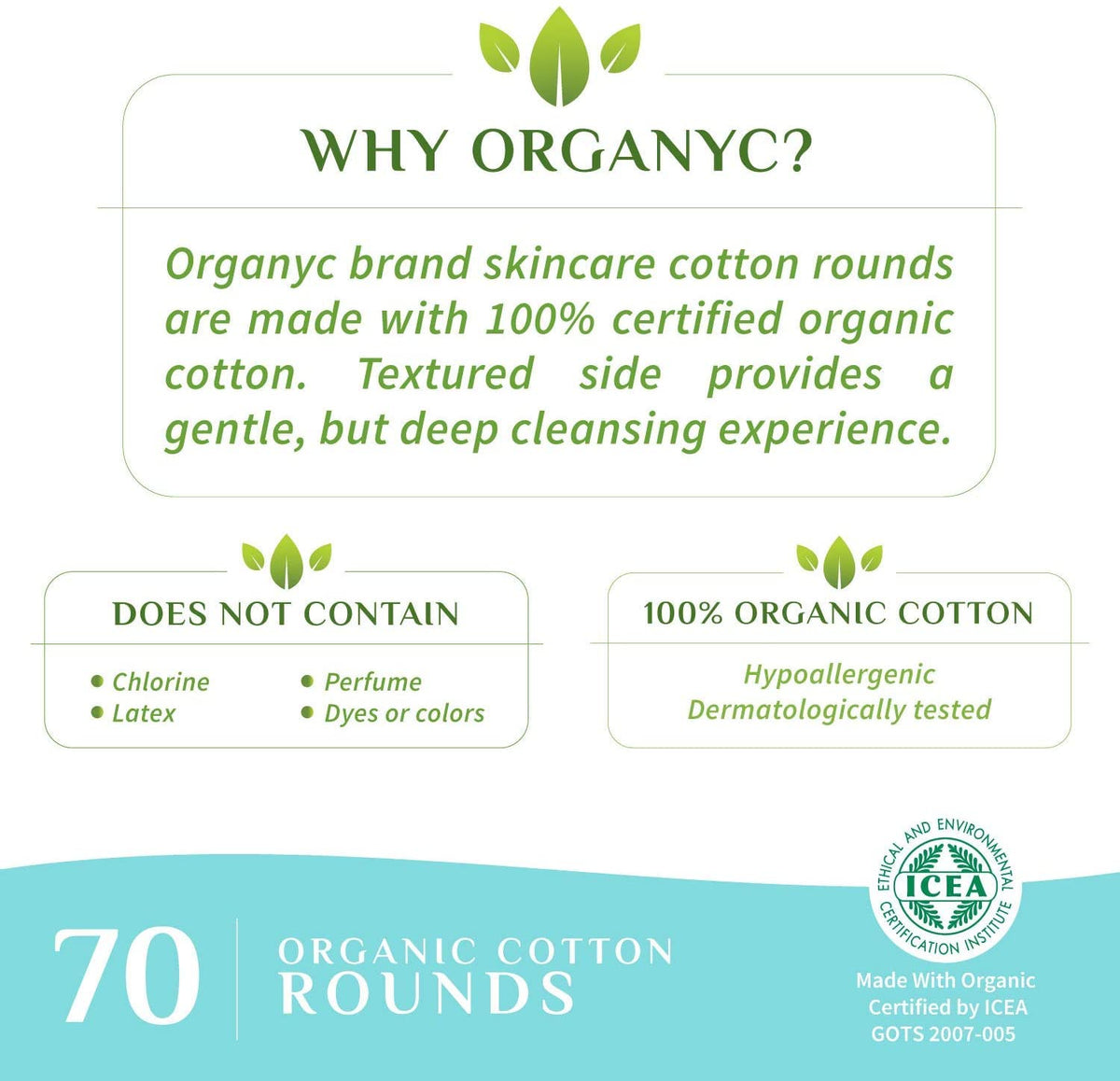 Organyc Cotton Rounds 420 count packaging details