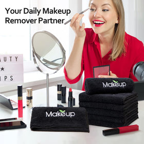 Orighty Microfiber Makeup Remover Cloths 12 pack on a bathroom counter