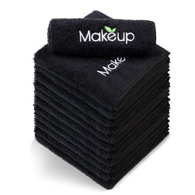 Orighty Microfiber Makeup Remover Cloths 13x13 inch black pack front view