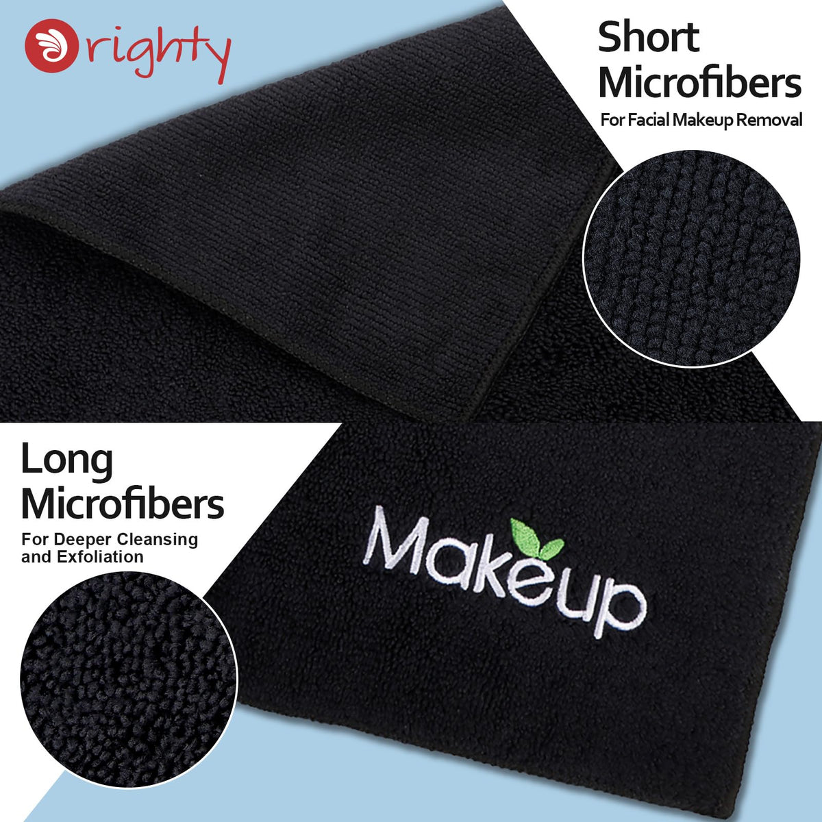 Orighty Microfiber Makeup Remover Cloths stacked in a bathroom setting