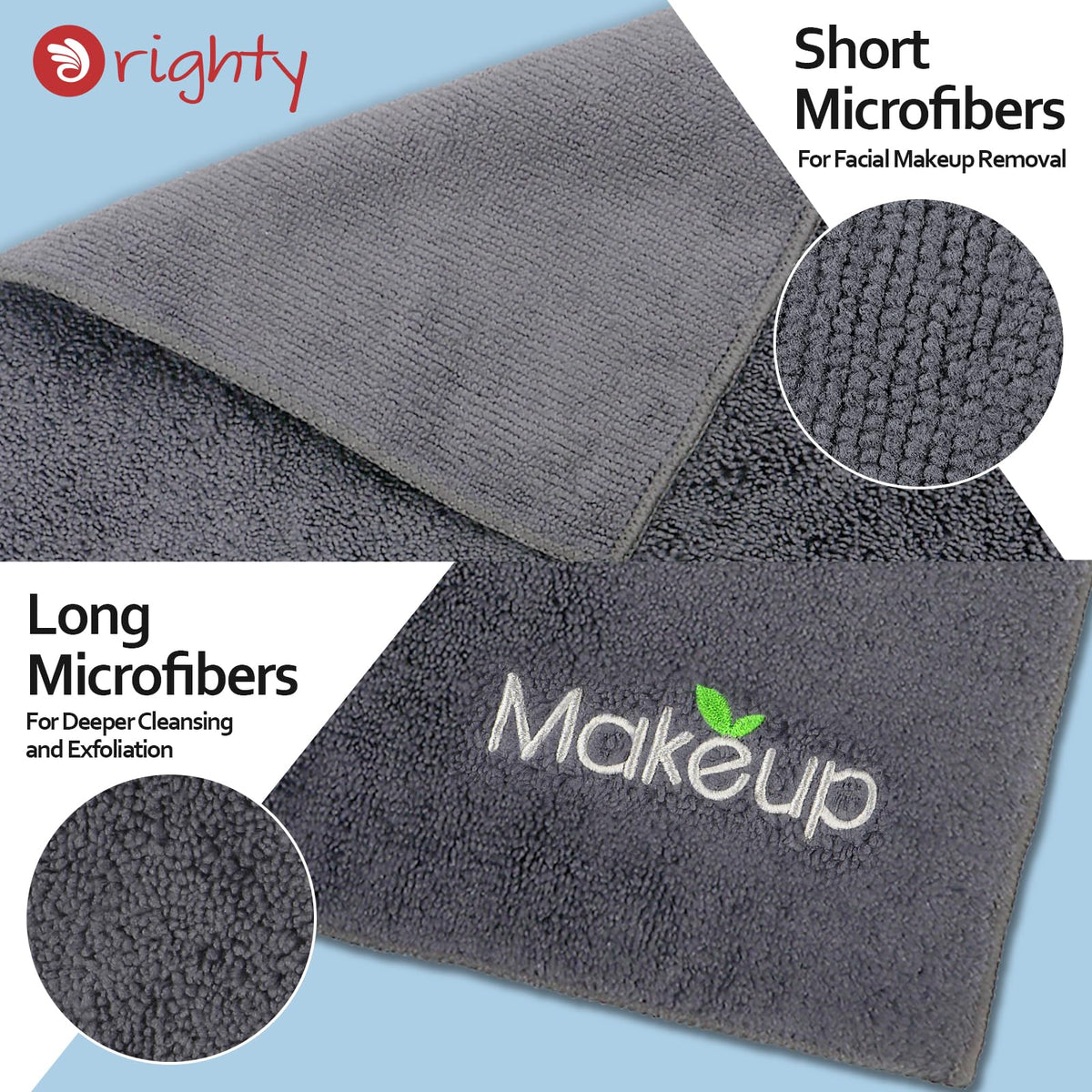 Orighty Microfiber Makeup Remover Cloths stacked in a bathroom setting