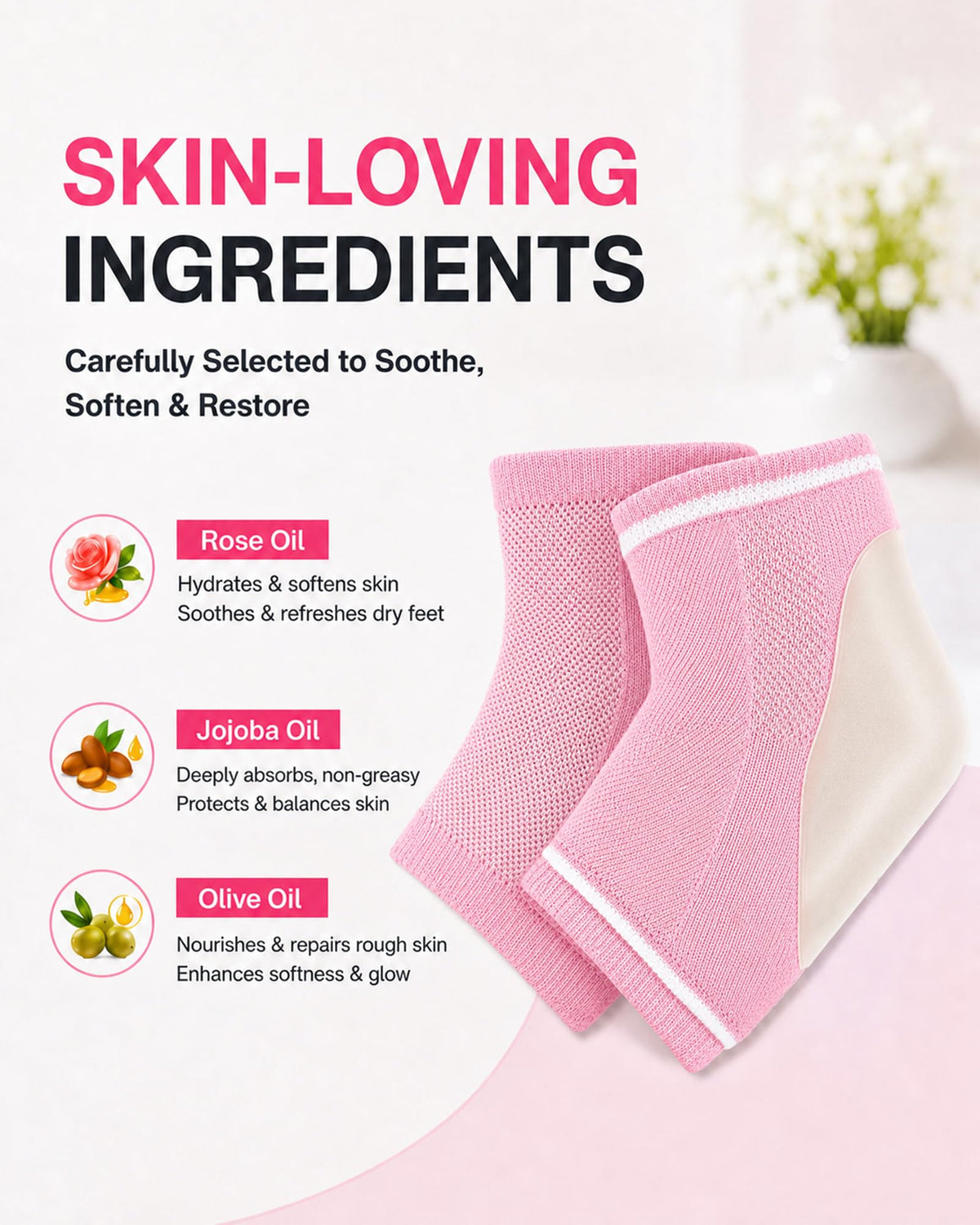 Originbuty moisturizing socks displayed with packaging