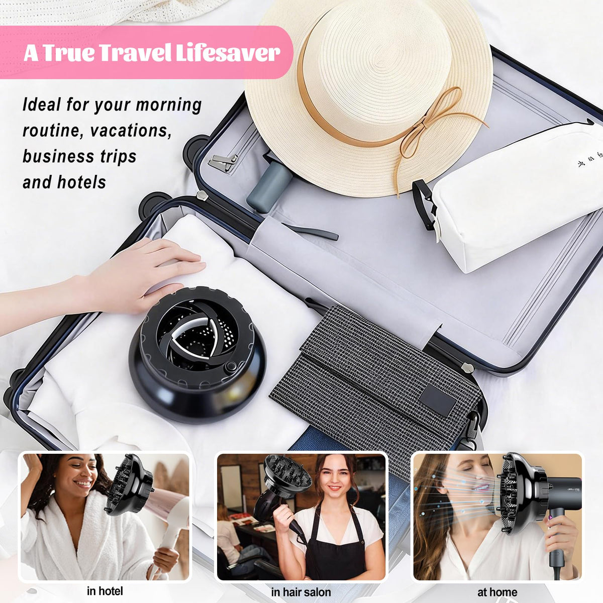 Orista Finds Universal Hair Diffuser attached to a blow dryer