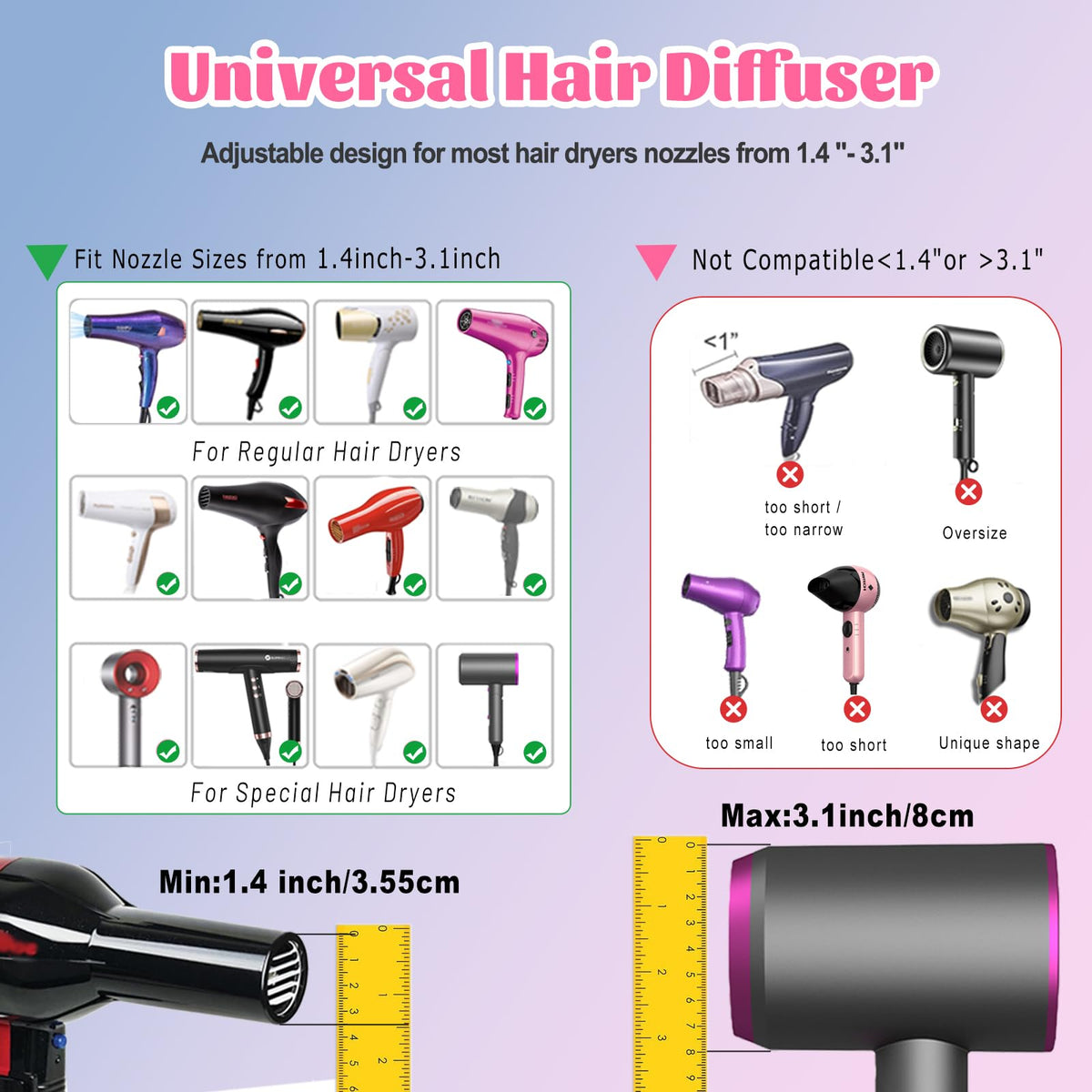 Orista Finds Universal Hair Diffuser side view showing silicone clamping system