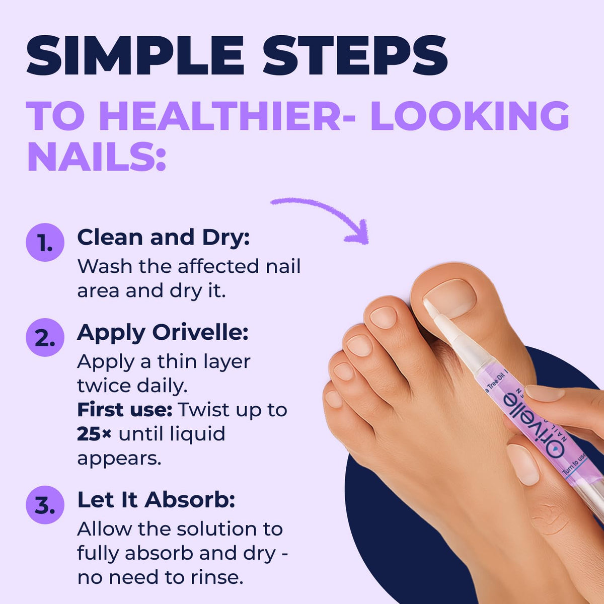 Orivelle Toenail Care Pen with a hand applying the solution