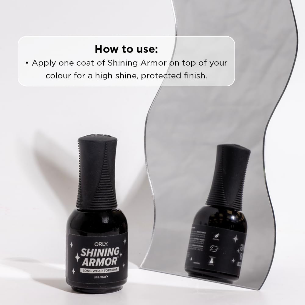 Orly Shining Armor Longwear Fast Dry Top Coat application on nails