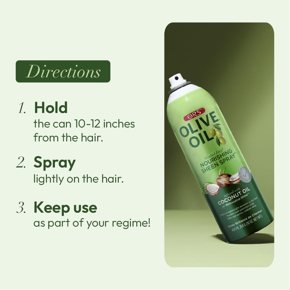 ORS Olive Oil Nourishing Sheen Spray 10oz with Coconut Oil ingredients