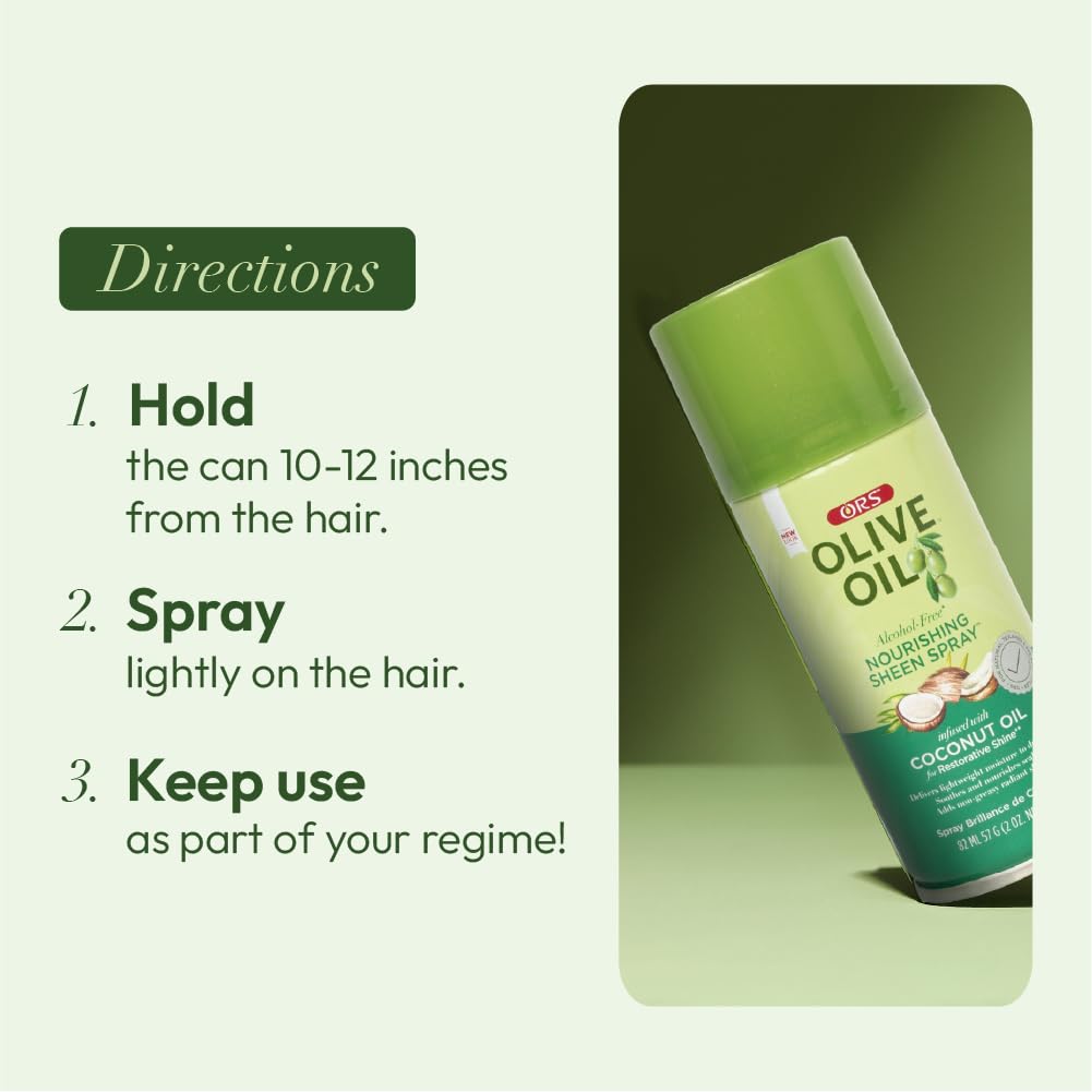 ORS Olive Oil Sheen Spray on styled hair