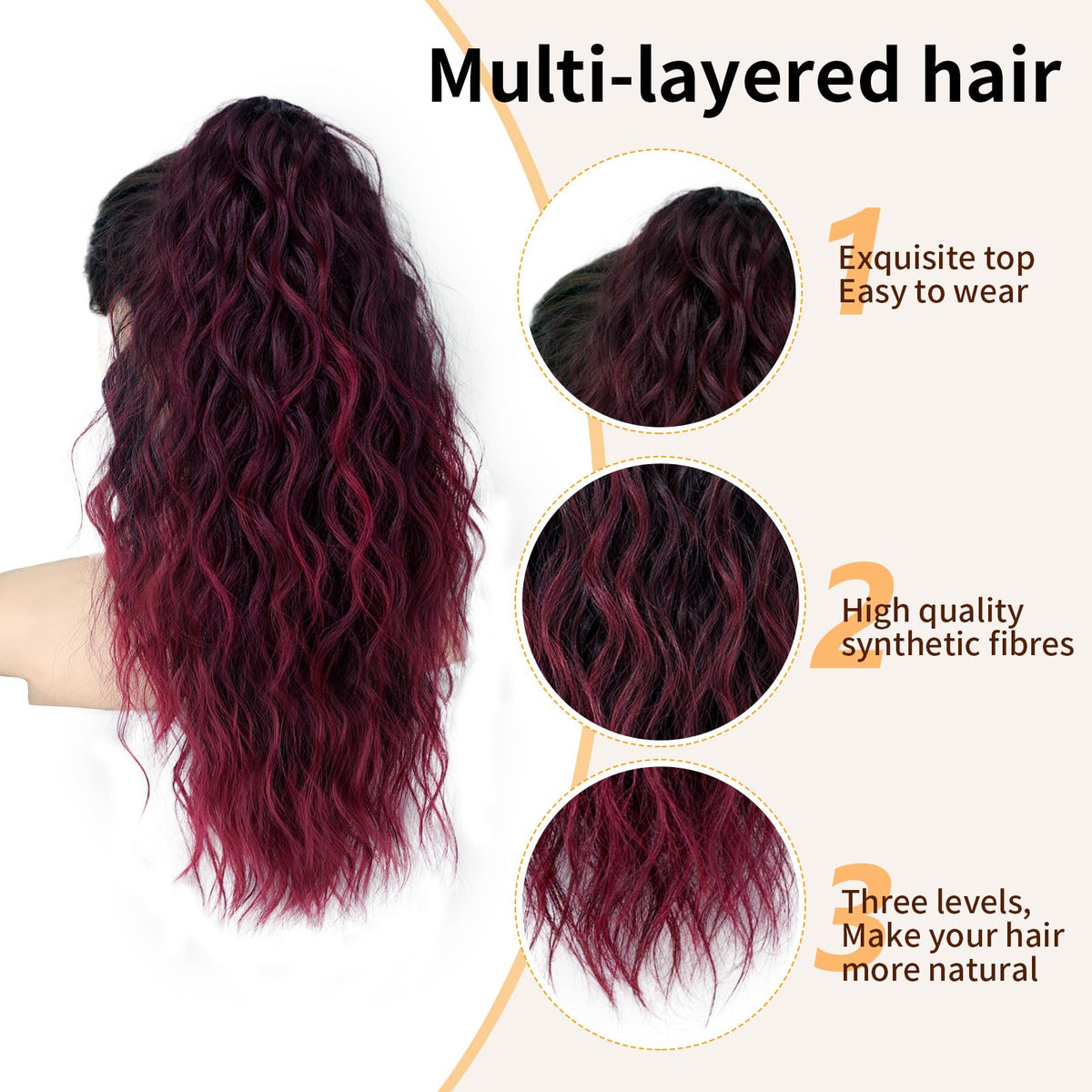 ORSUNCER 18" Curly Ponytail Extension in use on a model