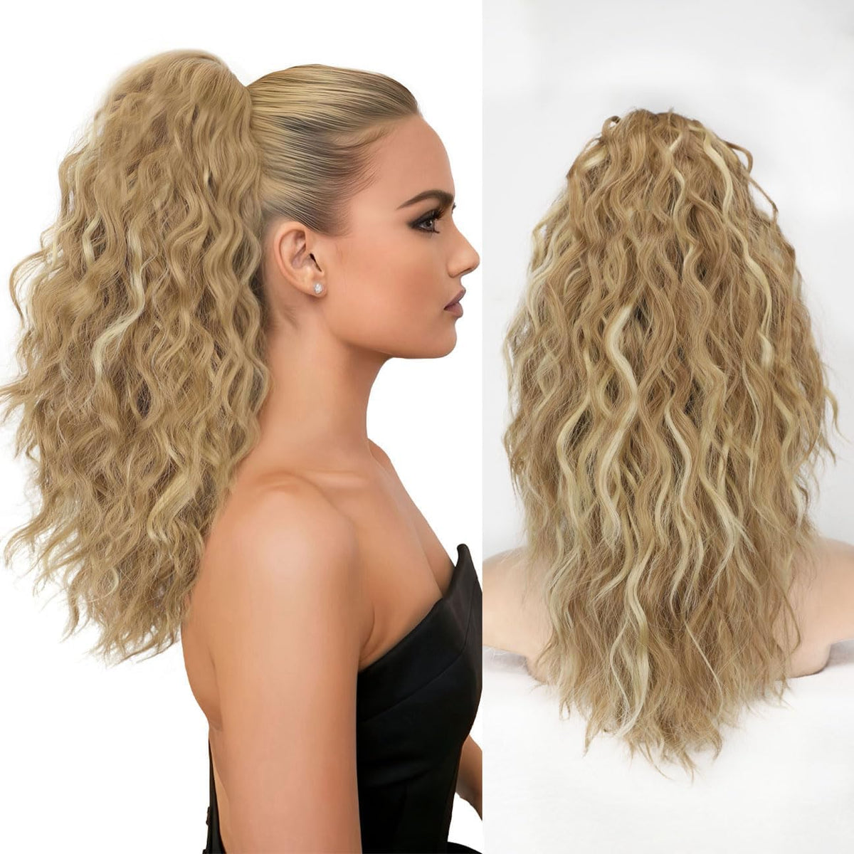 ORSUNCER 18-inch curly ponytail extension front view