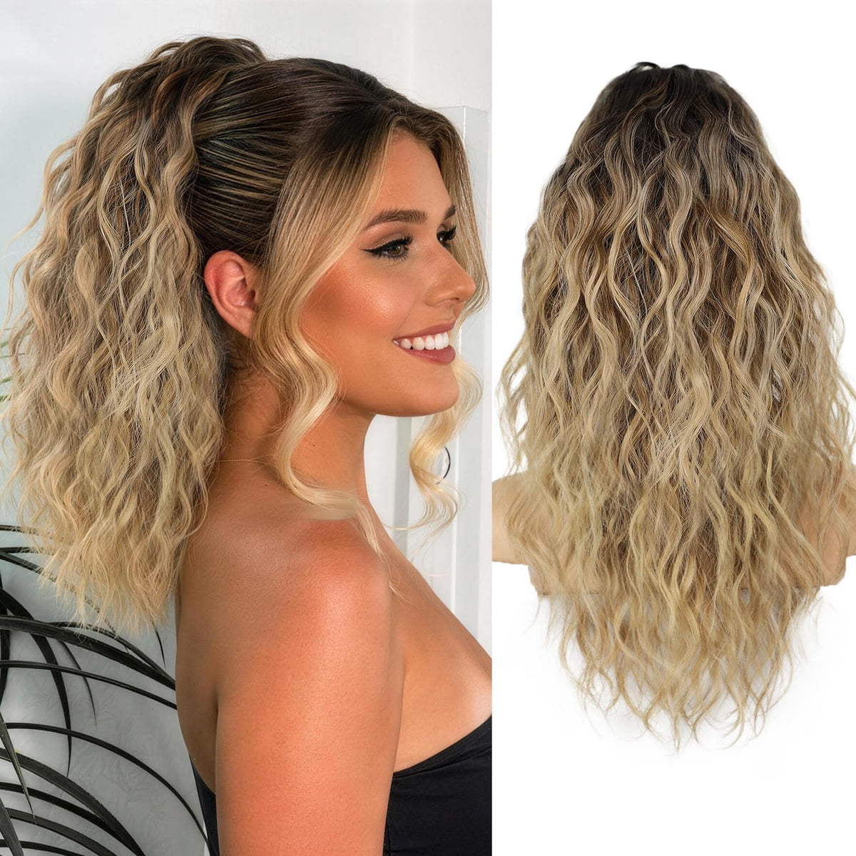 ORSUNCER 18-inch curly ponytail extension front view