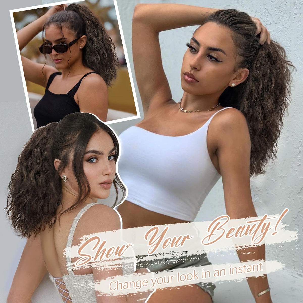 ORSUNCER 18-inch ponytail on a model