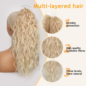 ORSUNCER 18" Wavy Ponytail Extension showing claw clip detail