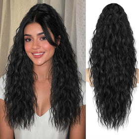 ORSUNCER 22-inch curly ponytail extension front view in black