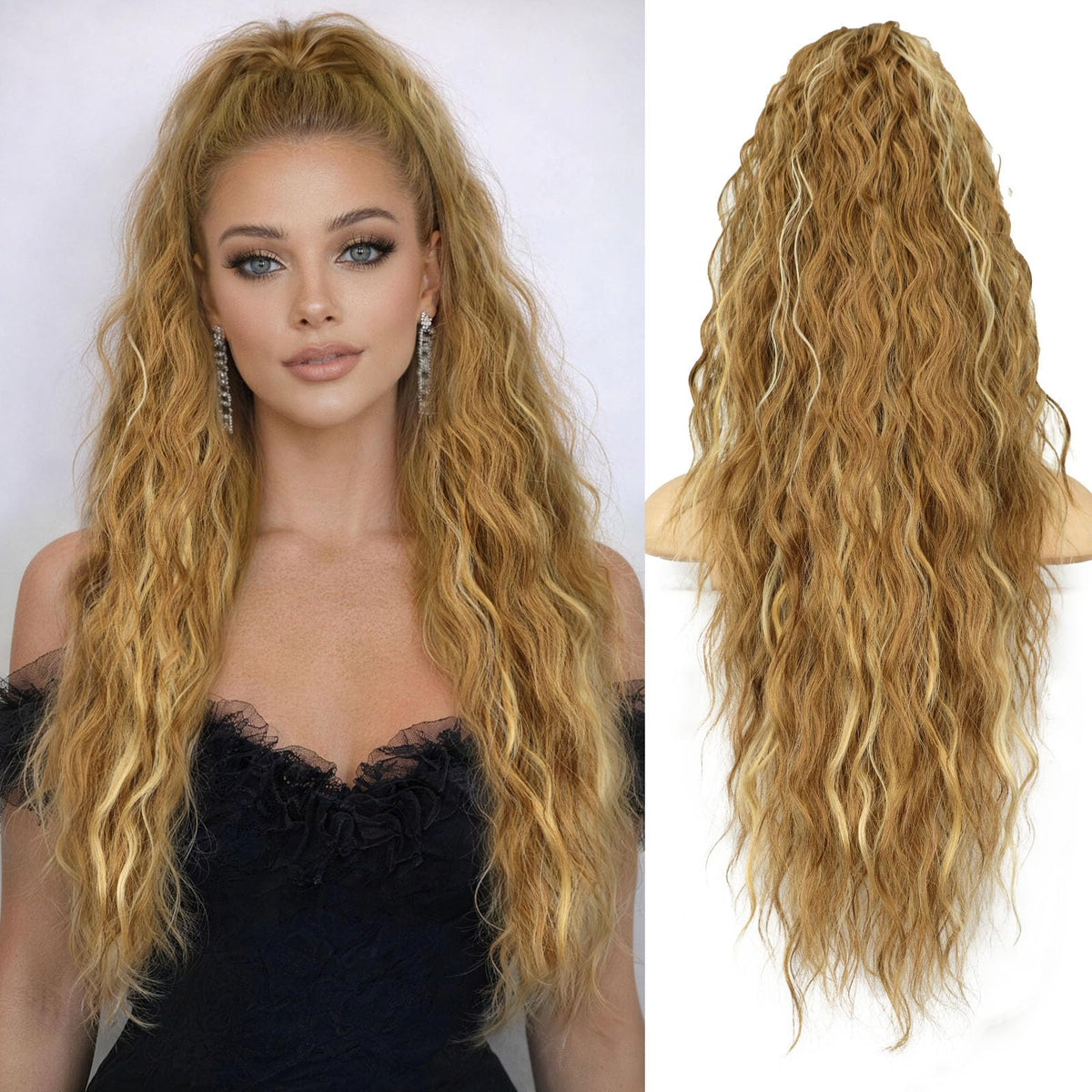 ORSUNCER 26-inch curly ponytail extension front view