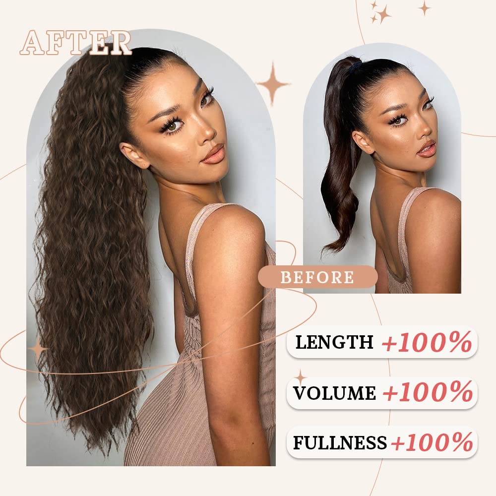 ORSUNCER 30" Curly Ponytail Extension back view
