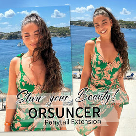ORSUNCER 30" Curly Ponytail Extension close-up of claw clip