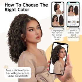 ORSUNCER 30" Curly Ponytail Extension in different lighting