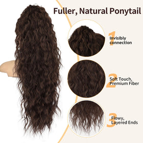 ORSUNCER 30" Curly Ponytail Extension side view