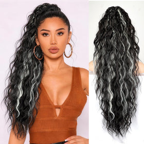 ORSUNCER 30-inch curly ponytail extension front view