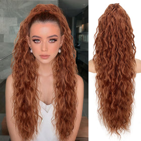 ORSUNCER 30-inch Curly Ponytail Extension in Light Auburn