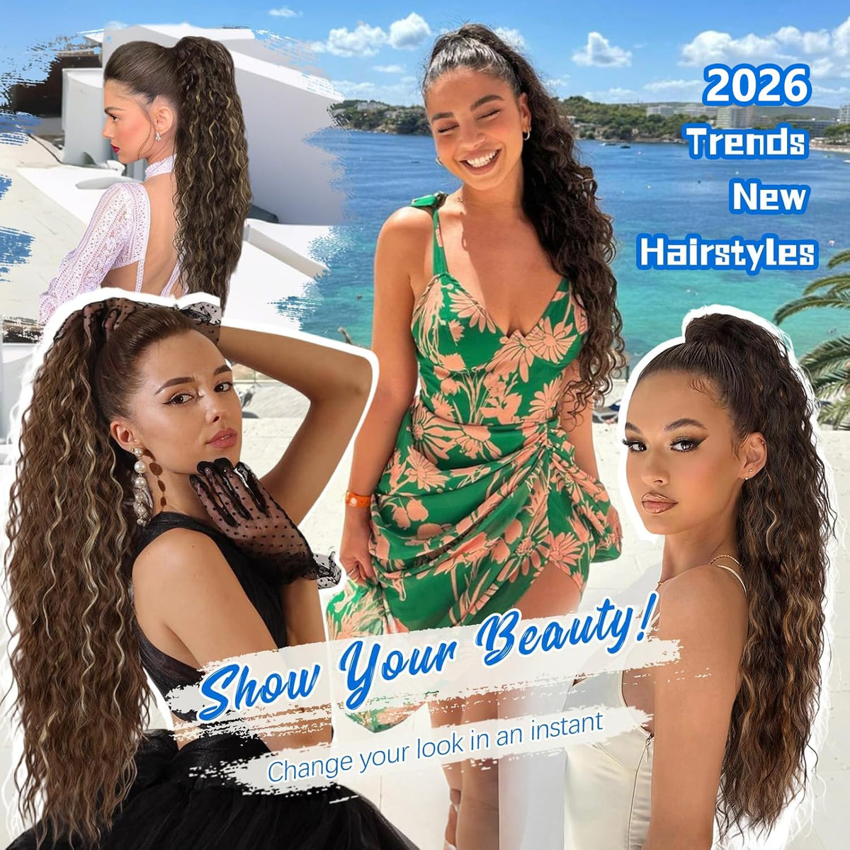 ORSUNCER 30-inch curly ponytail extension packaging