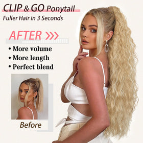 ORSUNCER 30-inch curly ponytail extension side view