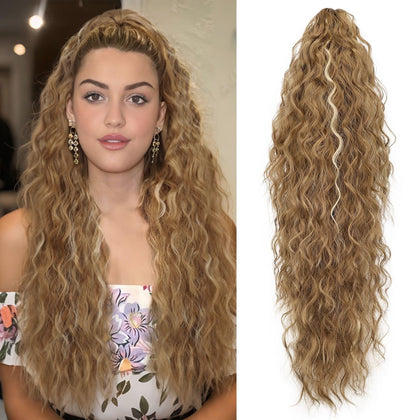 ORSUNCER 30-inch wavy ponytail extension front view
