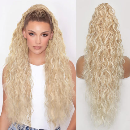 ORSUNCER 30-inch wavy ponytail extension in light blonde