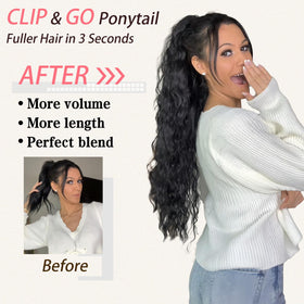 ORSUNCER 30-inch wavy ponytail extension side view
