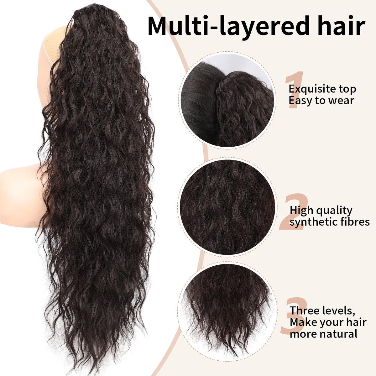 ORSUNCER curly ponytail extension claw clip close-up