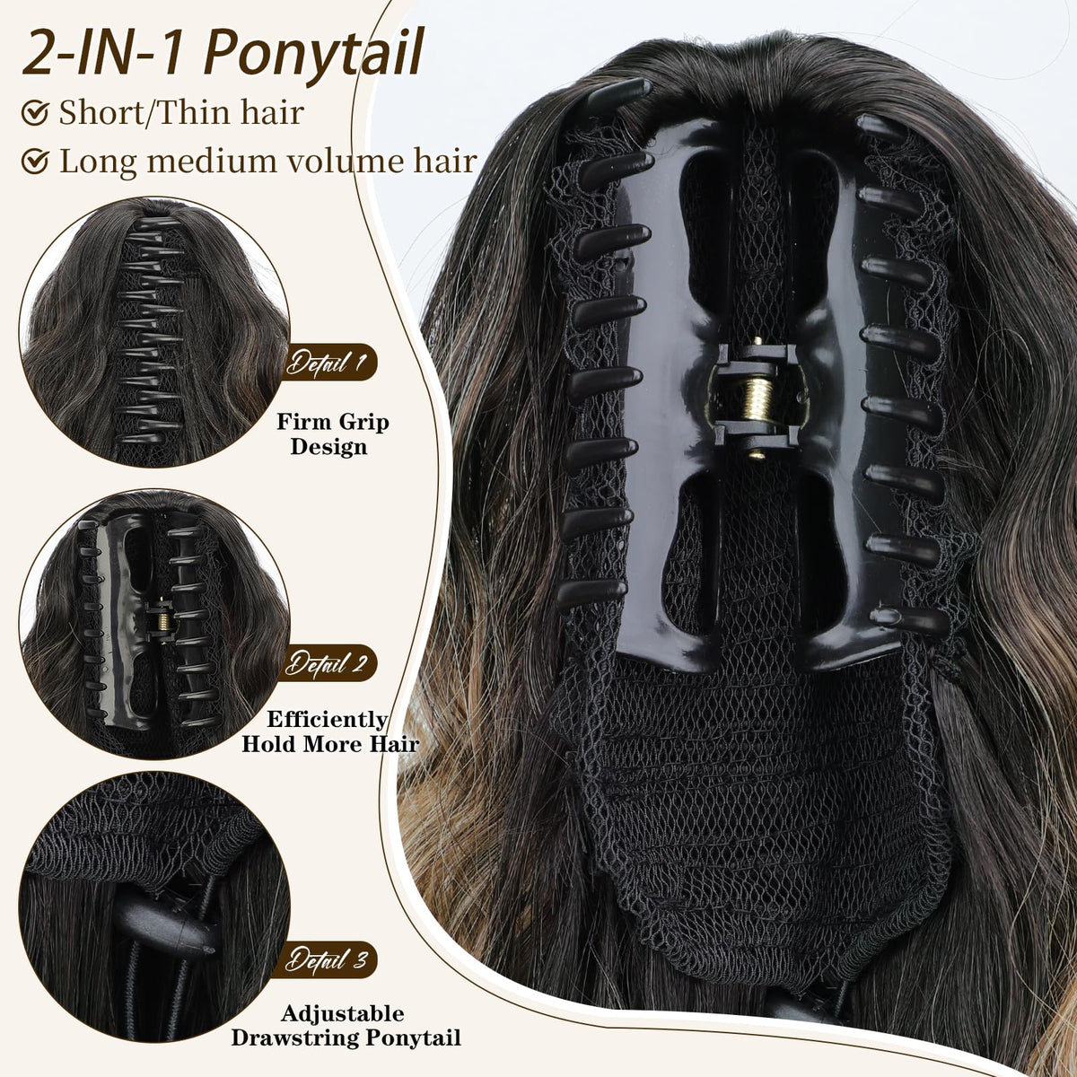 ORSUNCER curly ponytail extension in natural light