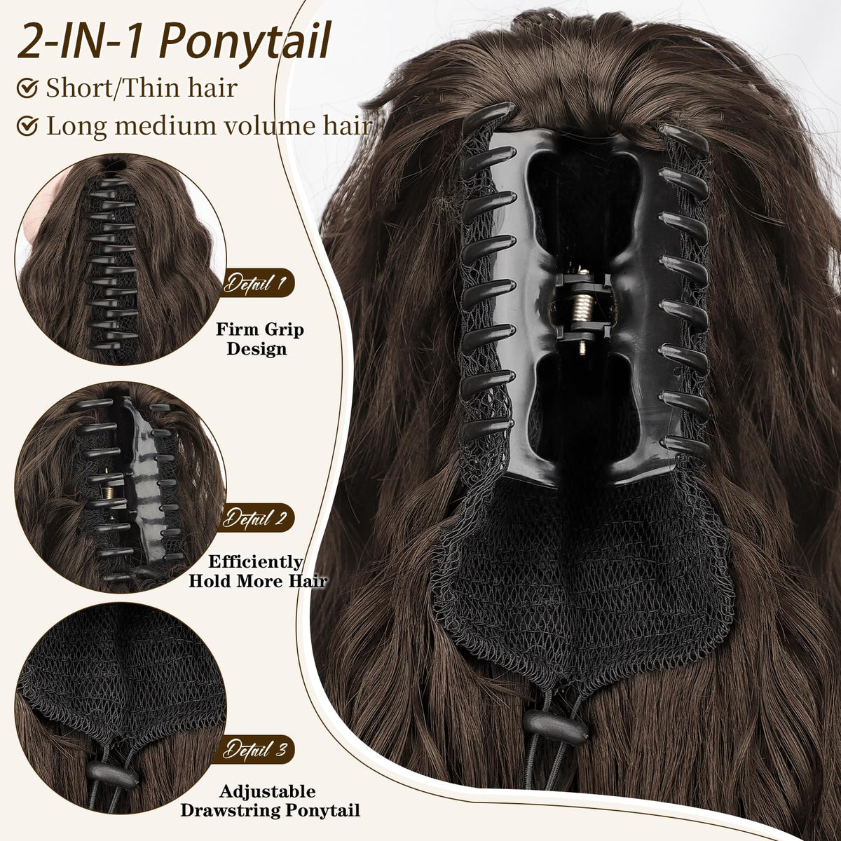 ORSUNCER curly ponytail extension side view