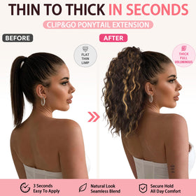 ORSUNCER curly ponytail extension side view