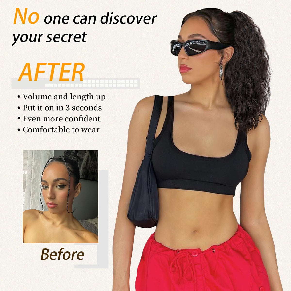 ORSUNCER ponytail extension back view