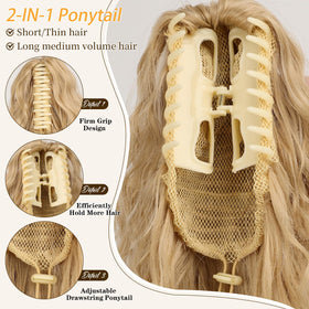 ORSUNCER Ponytail Extension back view showing curls