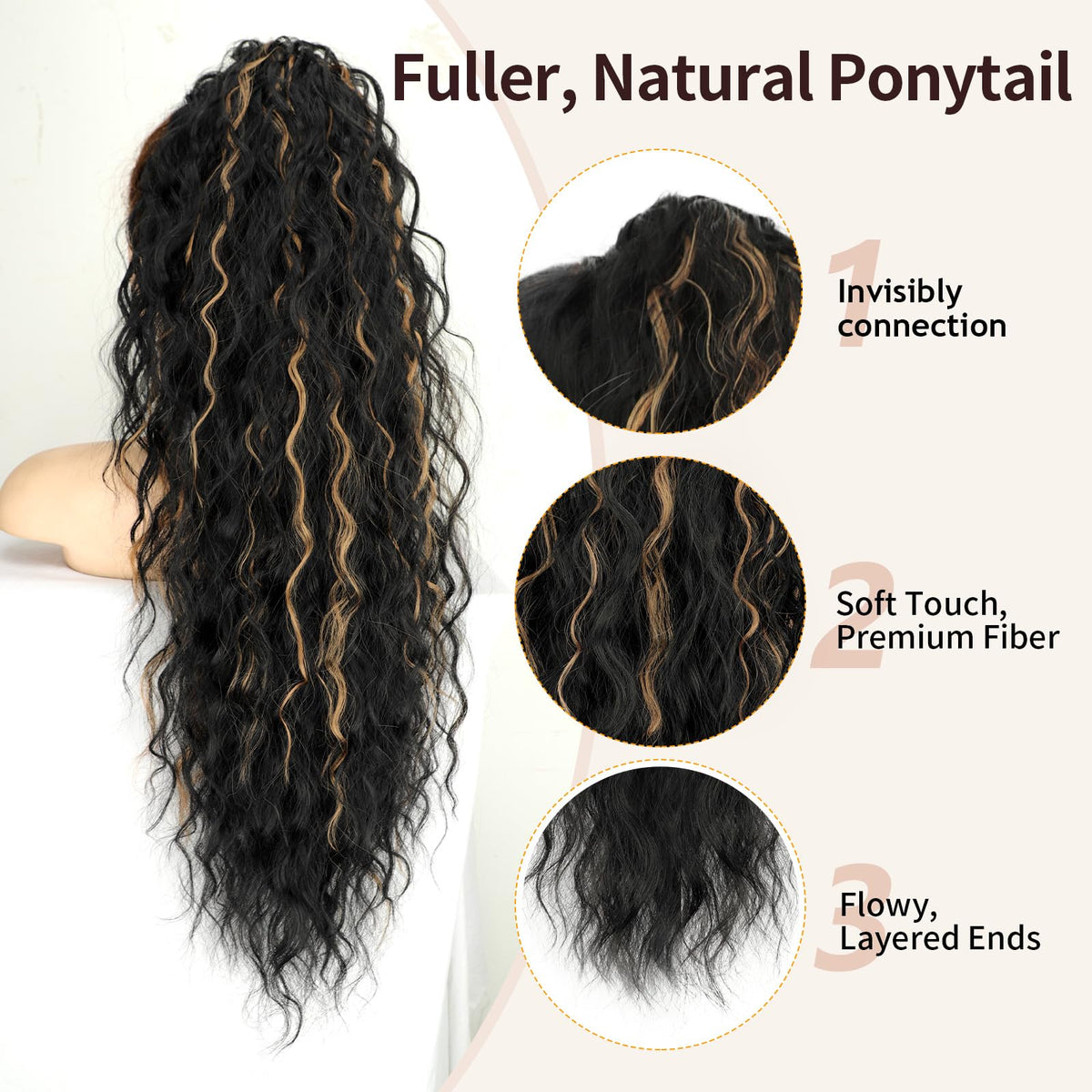 ORSUNCER ponytail extension claw clip close-up