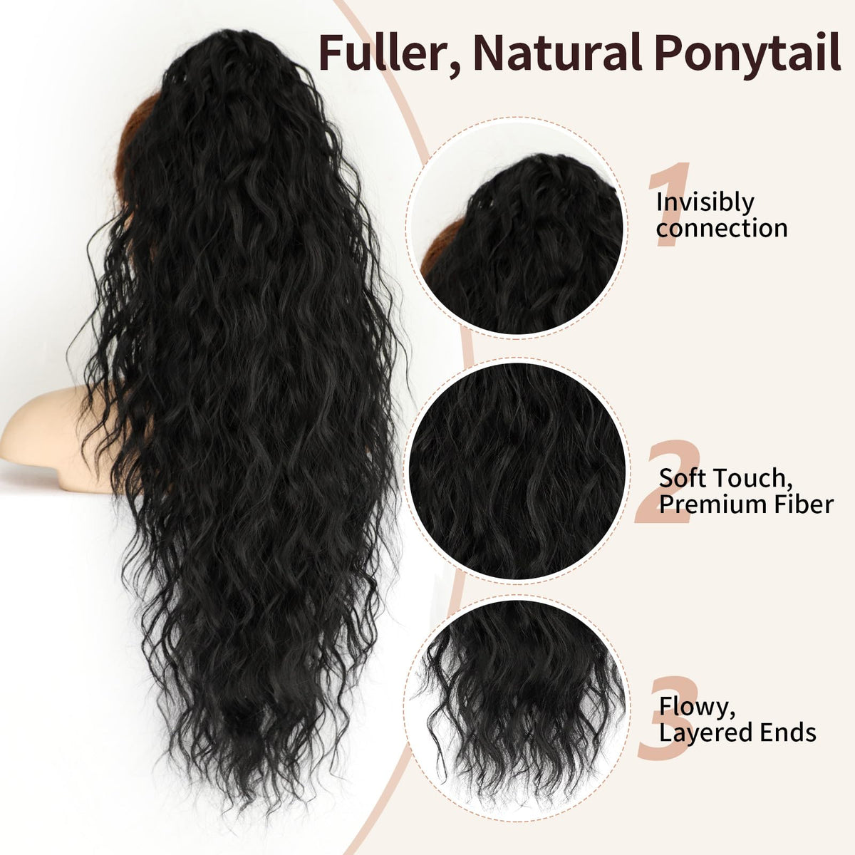 ORSUNCER ponytail extension claw clip detail