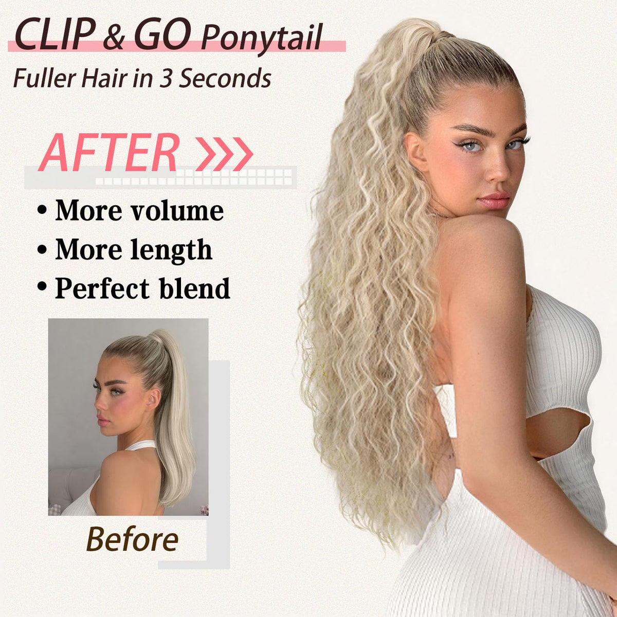 ORSUNCER Ponytail Extension claw clip detail