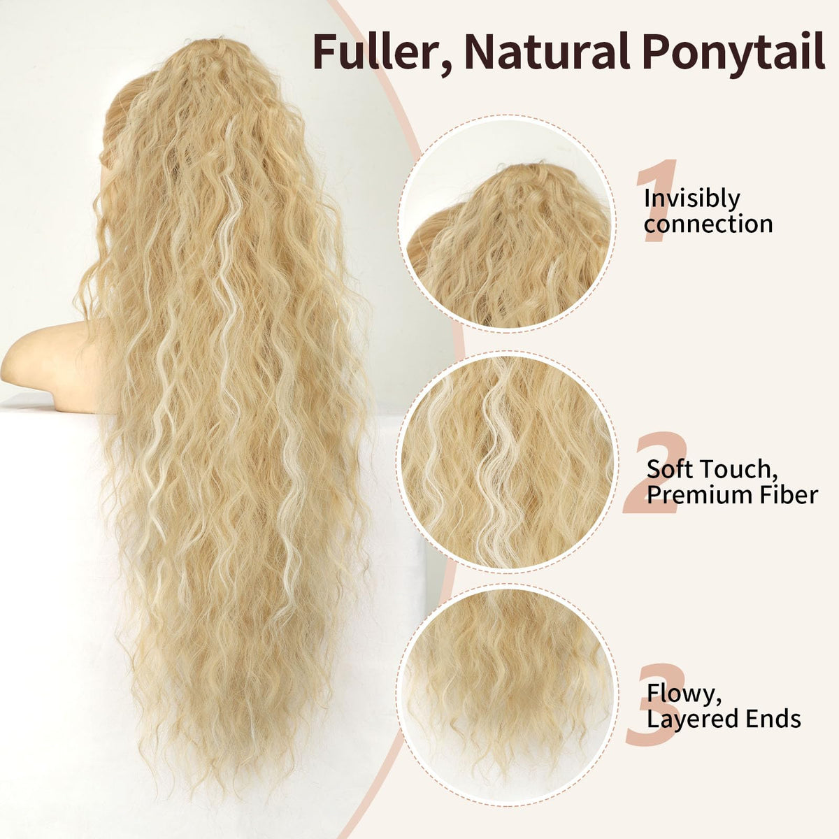 ORSUNCER Ponytail Extension claw clip detail
