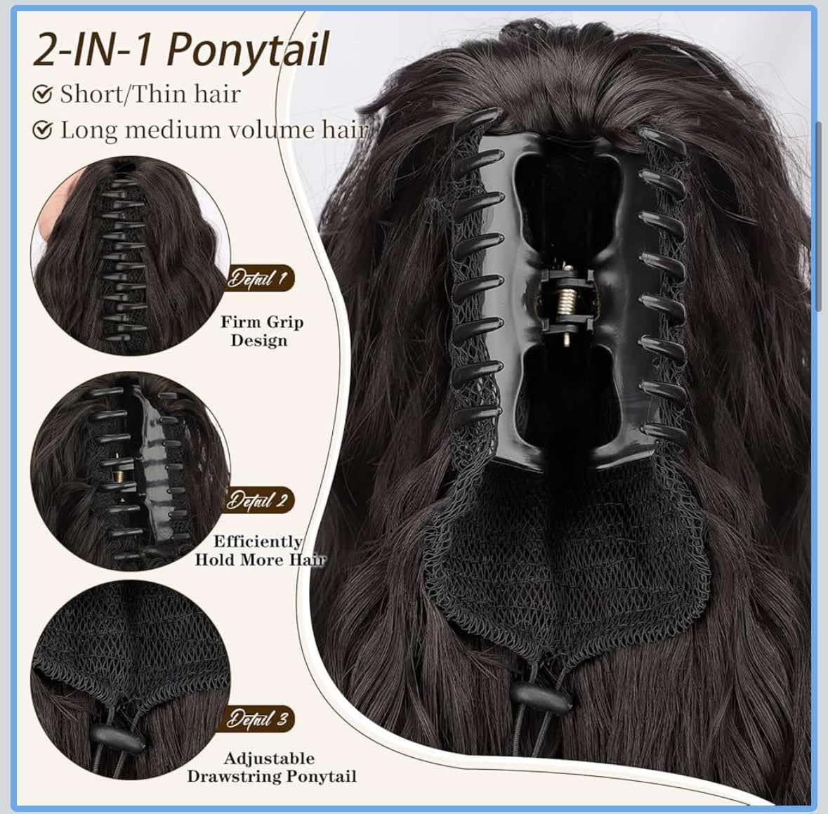 ORSUNCER ponytail extension close-up of curls